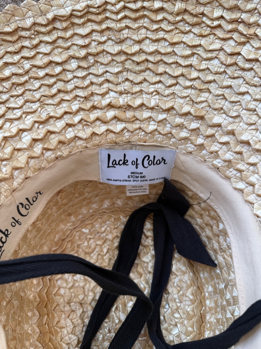 Lack Of Color Natural Straw Hat with Black Ribbon - Picture 2 of 4